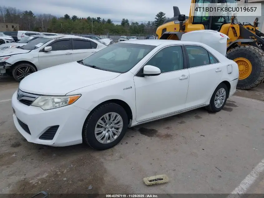 4T1BD1FK8CU019657 2012 Toyota Camry Hybrid Le