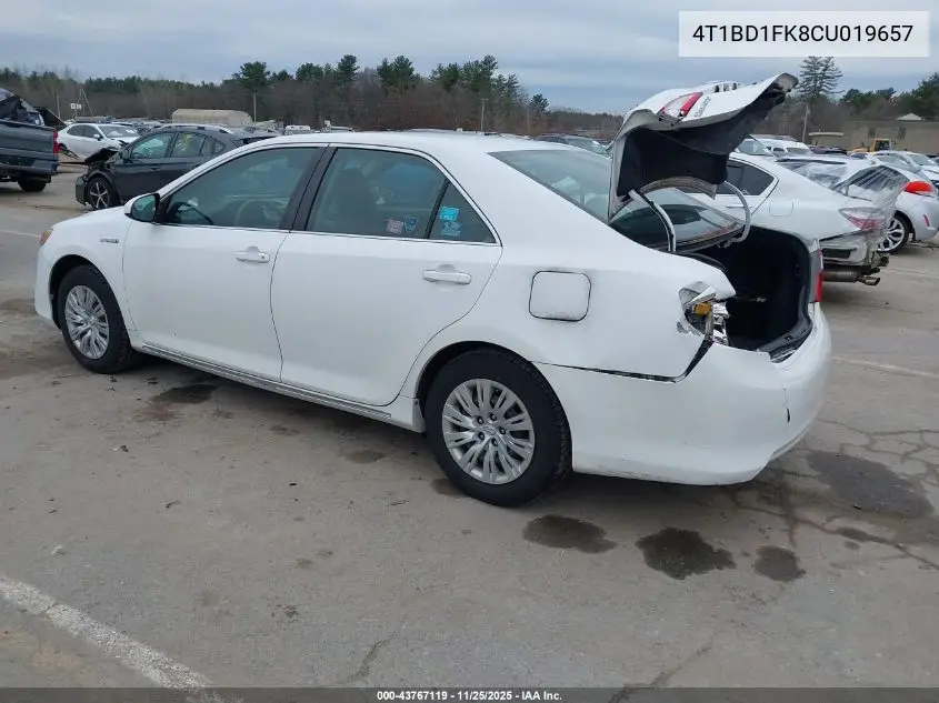 4T1BD1FK8CU019657 2012 Toyota Camry Hybrid Le