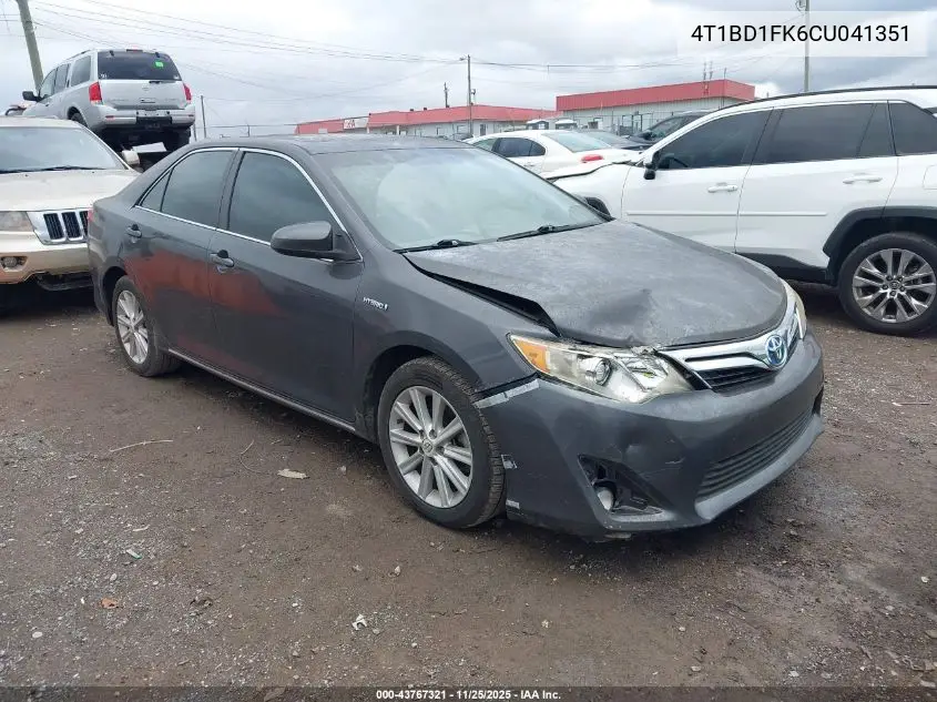 4T1BD1FK6CU041351 2012 Toyota Camry Hybrid Xle