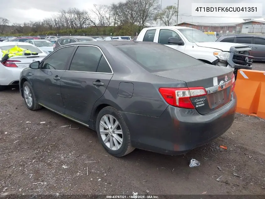 4T1BD1FK6CU041351 2012 Toyota Camry Hybrid Xle