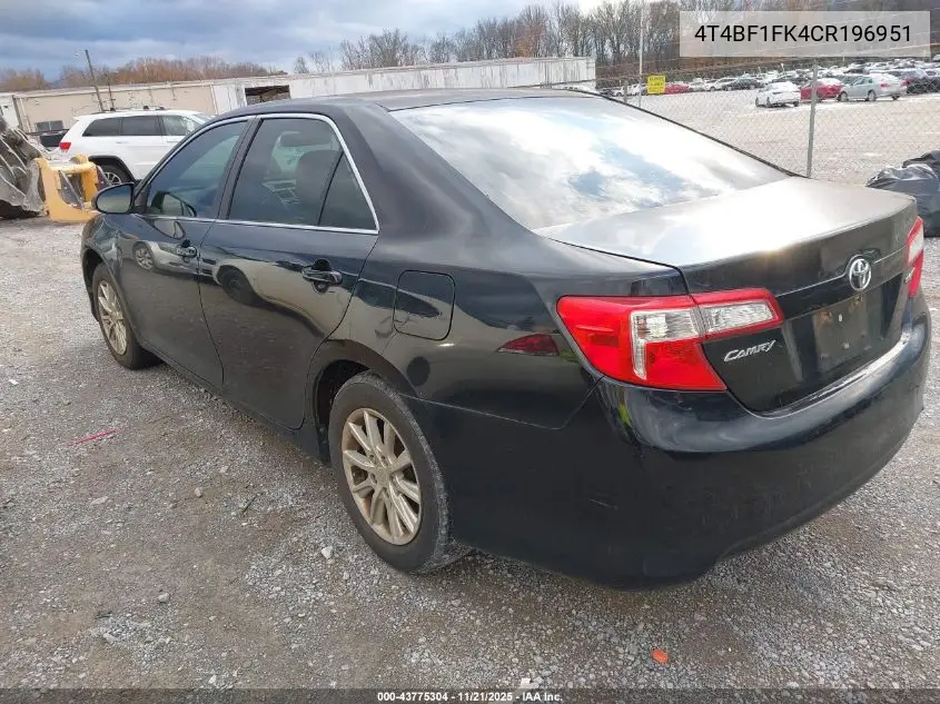 4T4BF1FK4CR196951 2012 Toyota Camry L