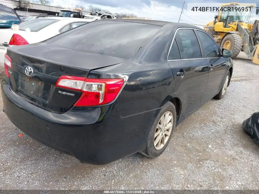 4T4BF1FK4CR196951 2012 Toyota Camry L