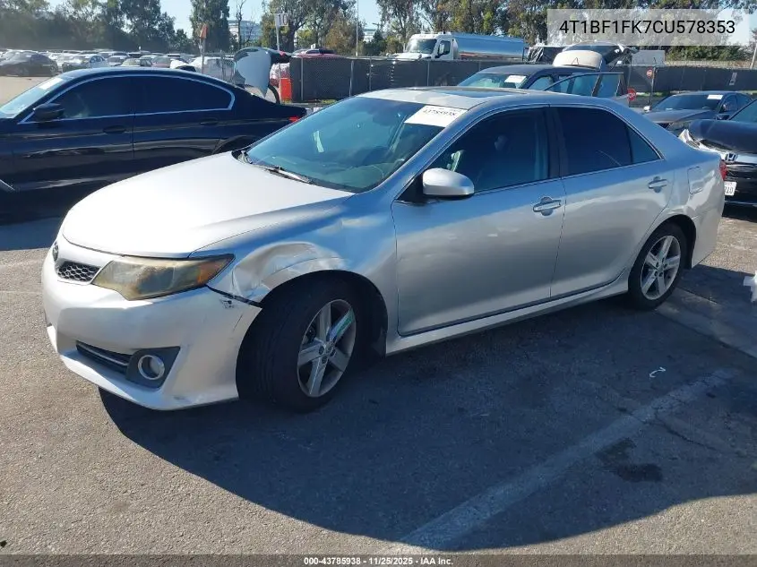4T1BF1FK7CU578353 2012 Toyota Camry Se