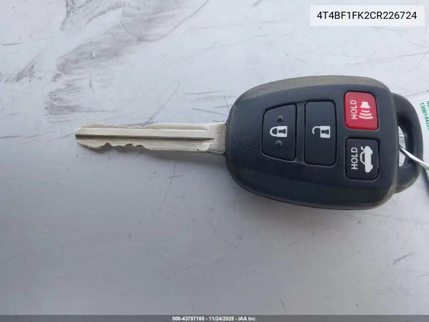 4T4BF1FK2CR226724 2012 Toyota Camry Le