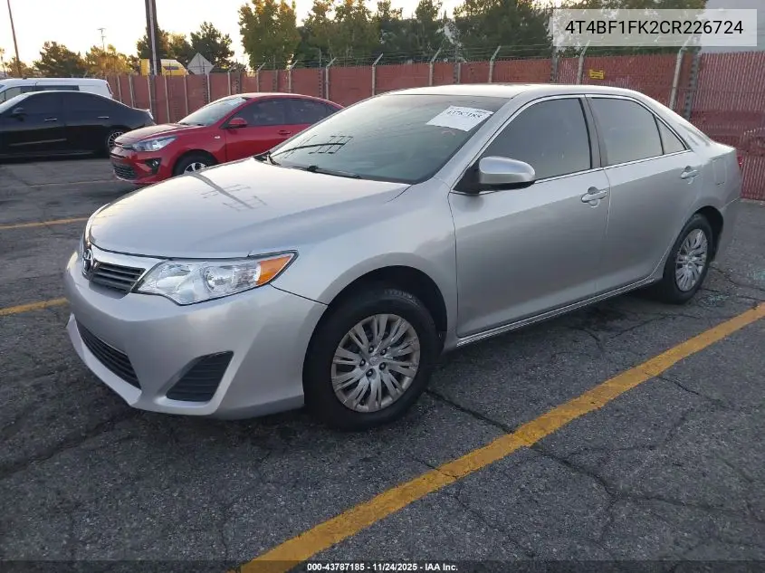 4T4BF1FK2CR226724 2012 Toyota Camry Le