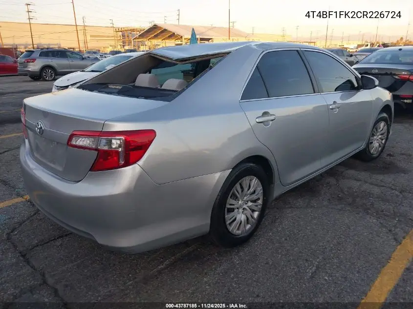 4T4BF1FK2CR226724 2012 Toyota Camry Le