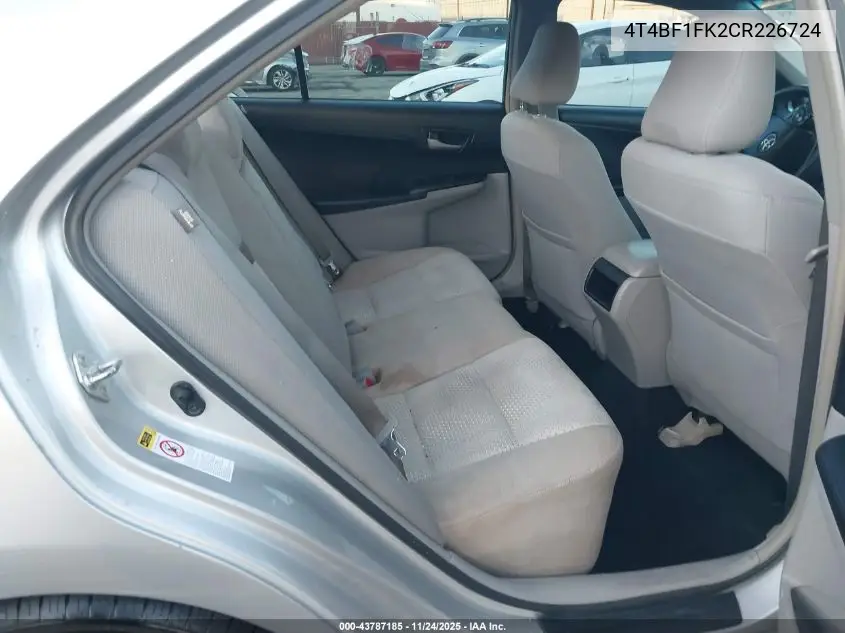 4T4BF1FK2CR226724 2012 Toyota Camry Le