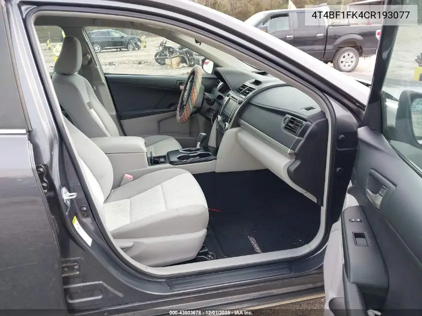 4T4BF1FK4CR193077 2012 Toyota Camry Le