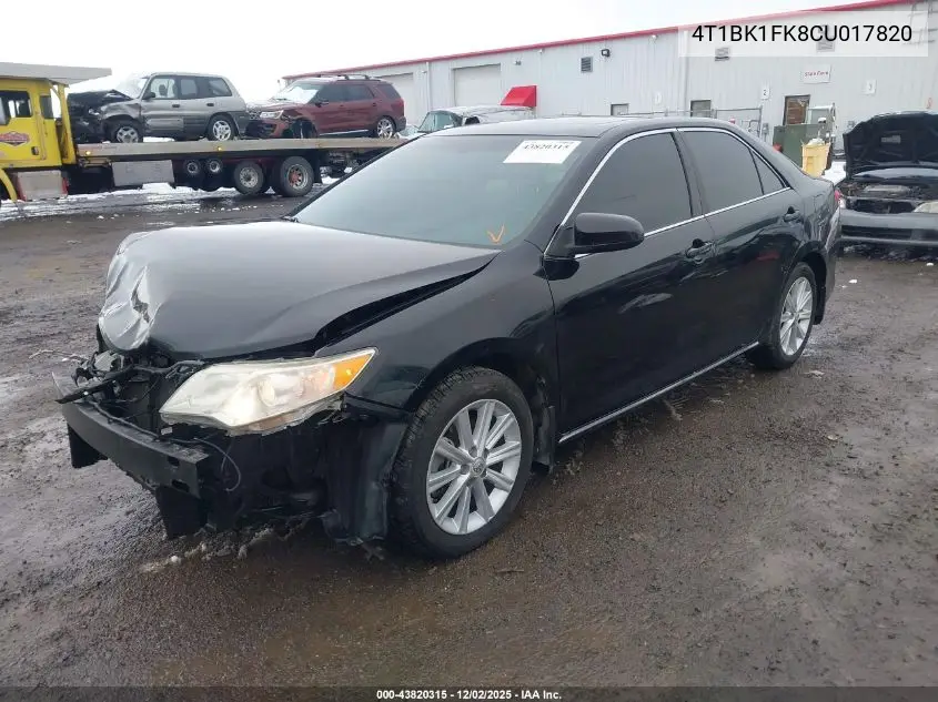 4T1BK1FK8CU017820 2012 Toyota Camry Xle V6