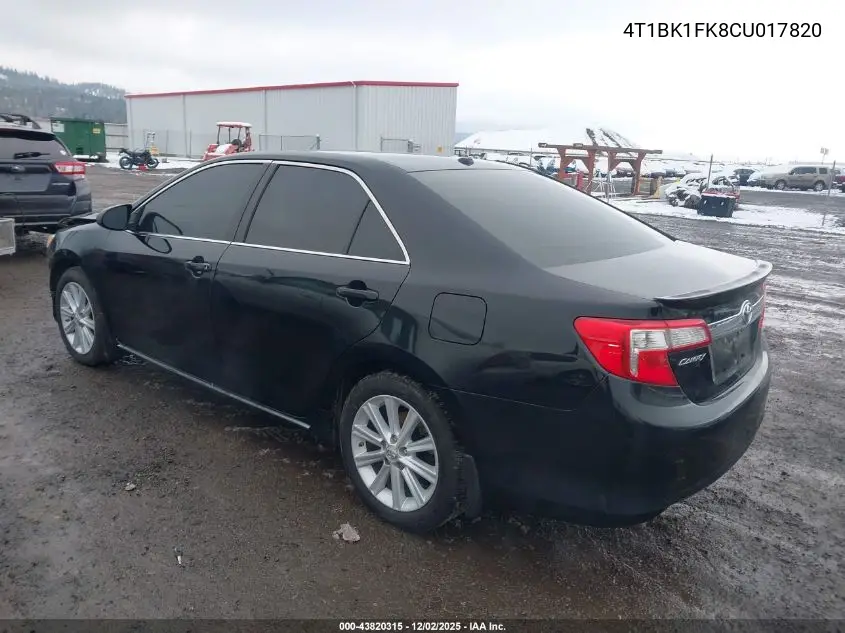 4T1BK1FK8CU017820 2012 Toyota Camry Xle V6