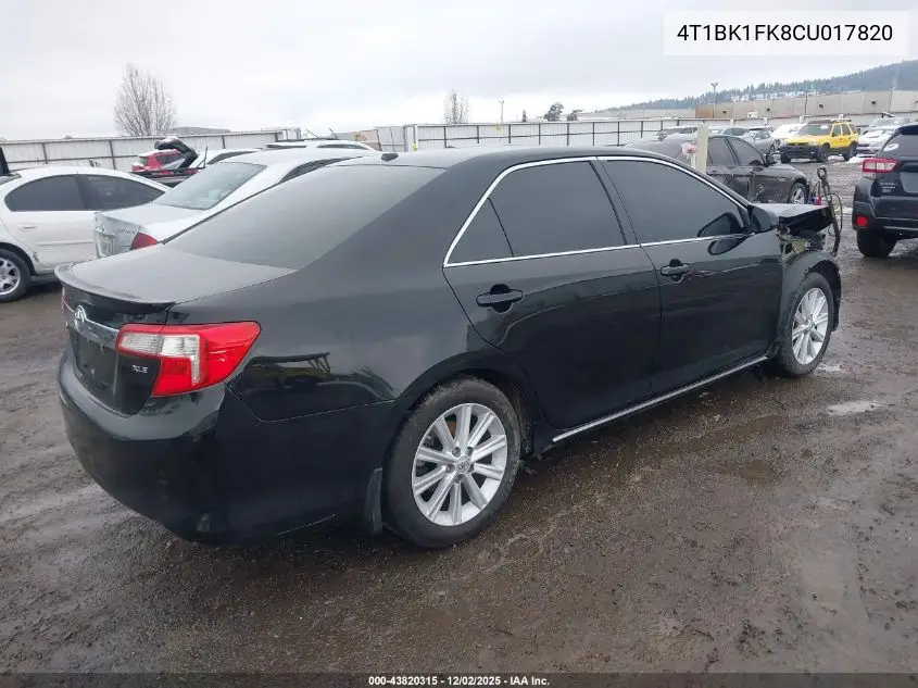 4T1BK1FK8CU017820 2012 Toyota Camry Xle V6