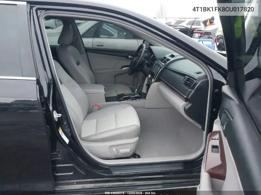 4T1BK1FK8CU017820 2012 Toyota Camry Xle V6