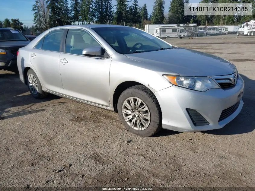 4T4BF1FK1CR214385 2012 Toyota Camry Le