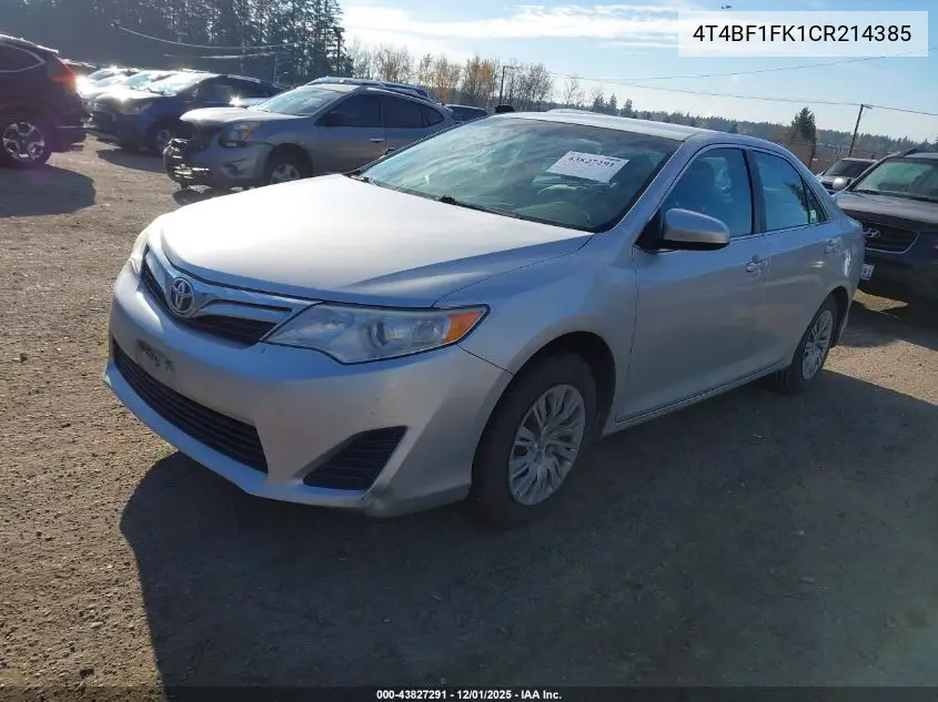 4T4BF1FK1CR214385 2012 Toyota Camry Le