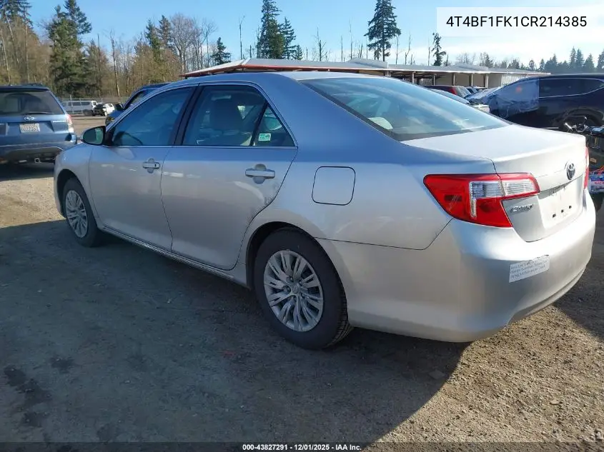 4T4BF1FK1CR214385 2012 Toyota Camry Le