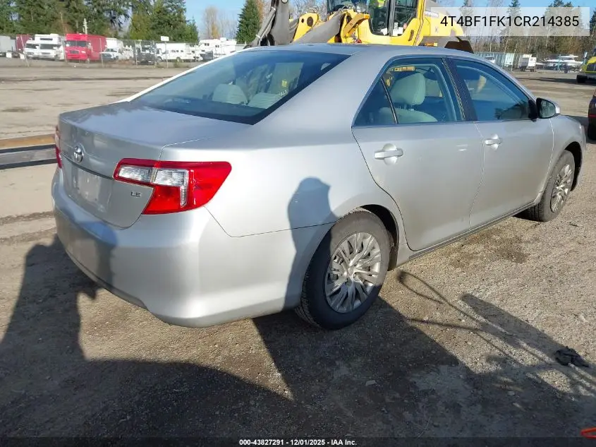 4T4BF1FK1CR214385 2012 Toyota Camry Le