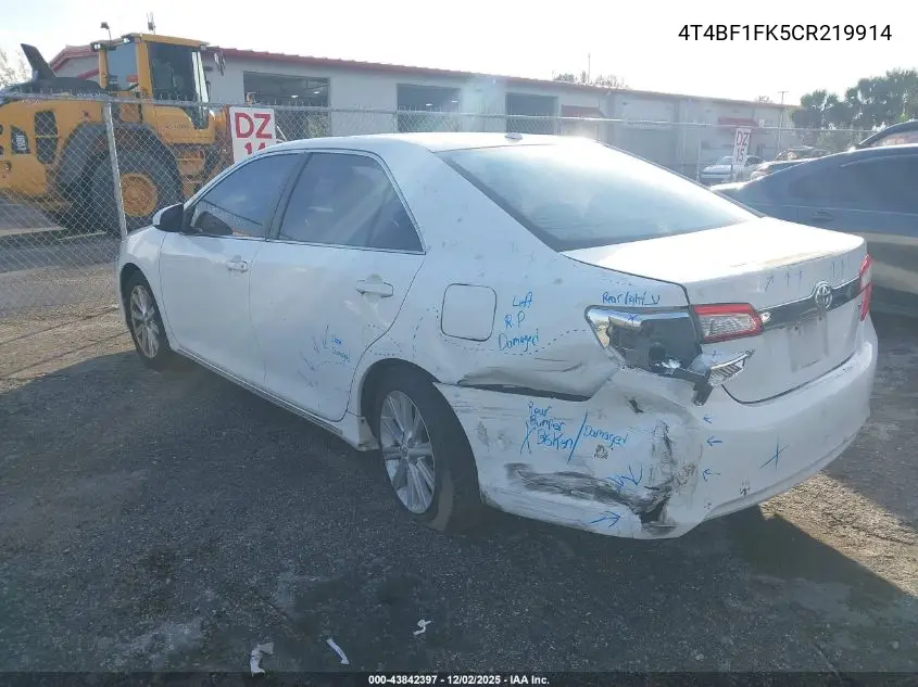4T4BF1FK5CR219914 2012 Toyota Camry Xle