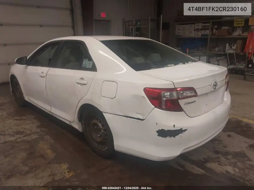 4T4BF1FK2CR230160 2012 Toyota Camry Le