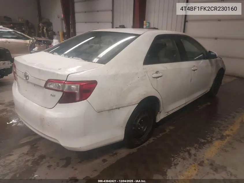 4T4BF1FK2CR230160 2012 Toyota Camry Le