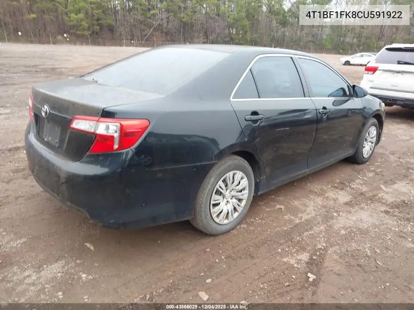 4T1BF1FK8CU591922 2012 Toyota Camry L