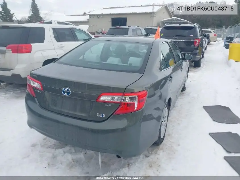 4T1BD1FK6CU043715 2012 Toyota Camry Hybrid Le