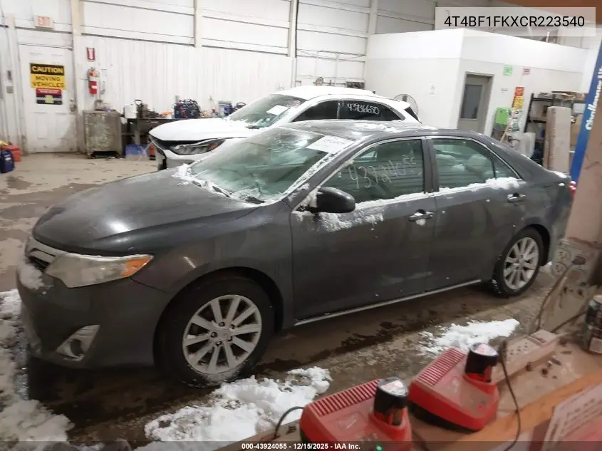 4T4BF1FKXCR223540 2012 Toyota Camry Xle
