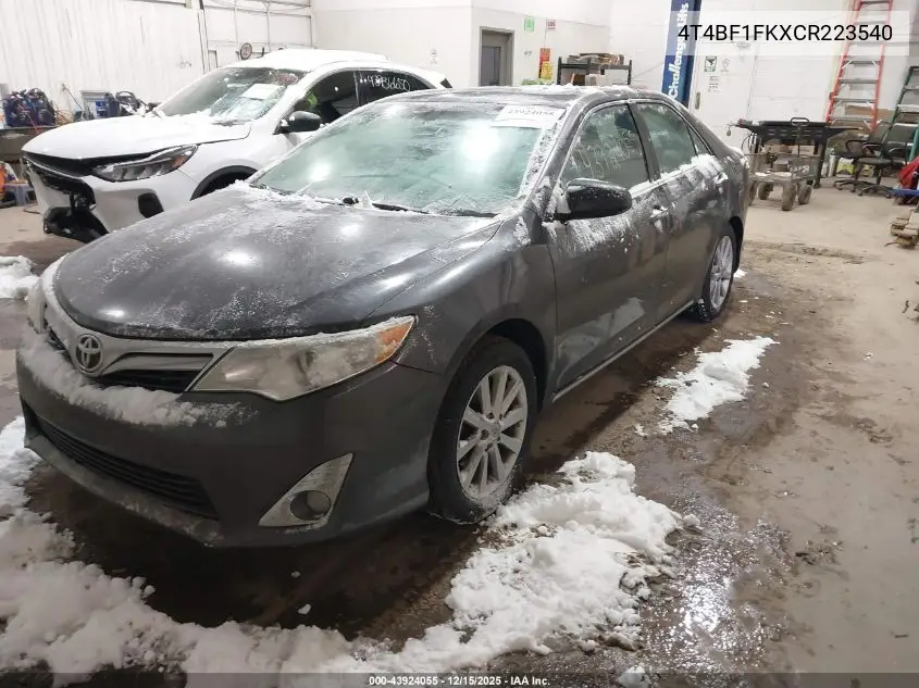 4T4BF1FKXCR223540 2012 Toyota Camry Xle