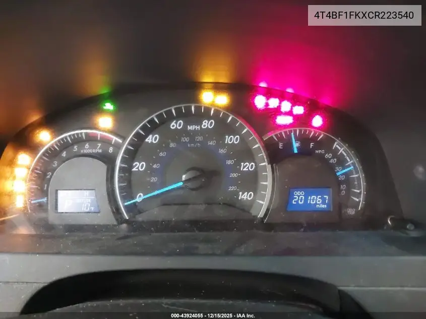 4T4BF1FKXCR223540 2012 Toyota Camry Xle