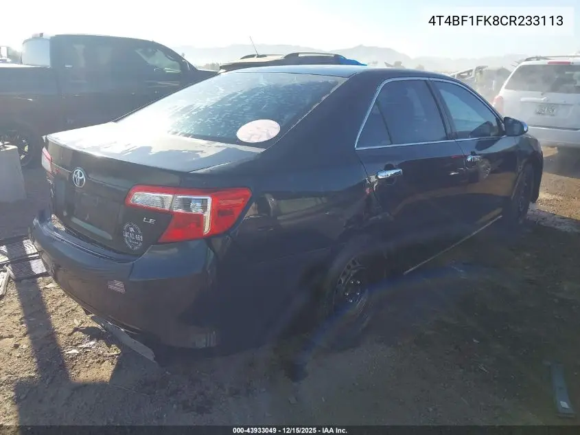 4T4BF1FK8CR233113 2012 Toyota Camry Le