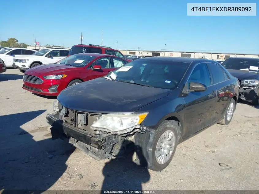 4T4BF1FKXDR309092 2013 Toyota Camry L