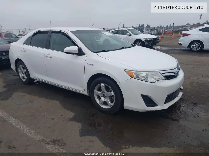 4T1BD1FK0DU081510 2013 Toyota Camry Hybrid Le