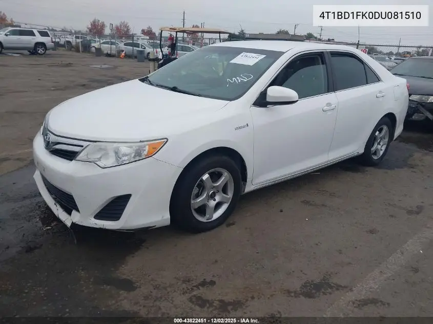 4T1BD1FK0DU081510 2013 Toyota Camry Hybrid Le