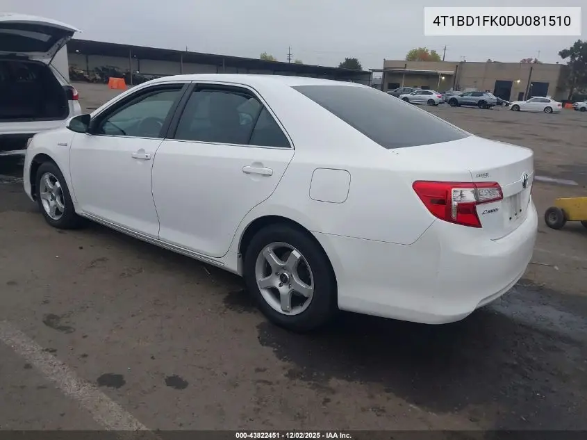 4T1BD1FK0DU081510 2013 Toyota Camry Hybrid Le