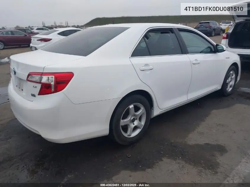 4T1BD1FK0DU081510 2013 Toyota Camry Hybrid Le