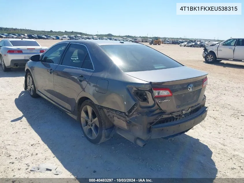 4T1BK1FKXEU538315 2014 Toyota Camry Se V6