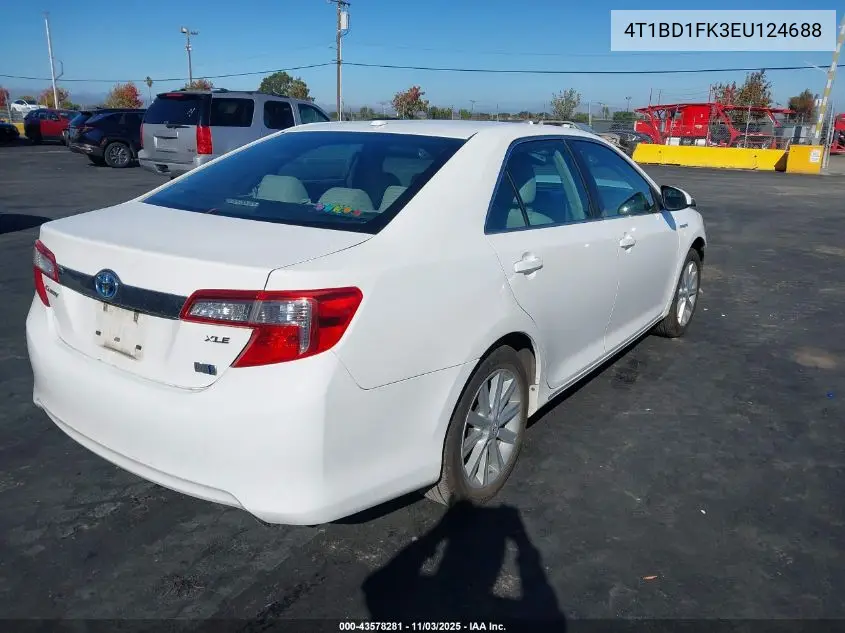 4T1BD1FK3EU124688 2014 Toyota Camry Hybrid Xle