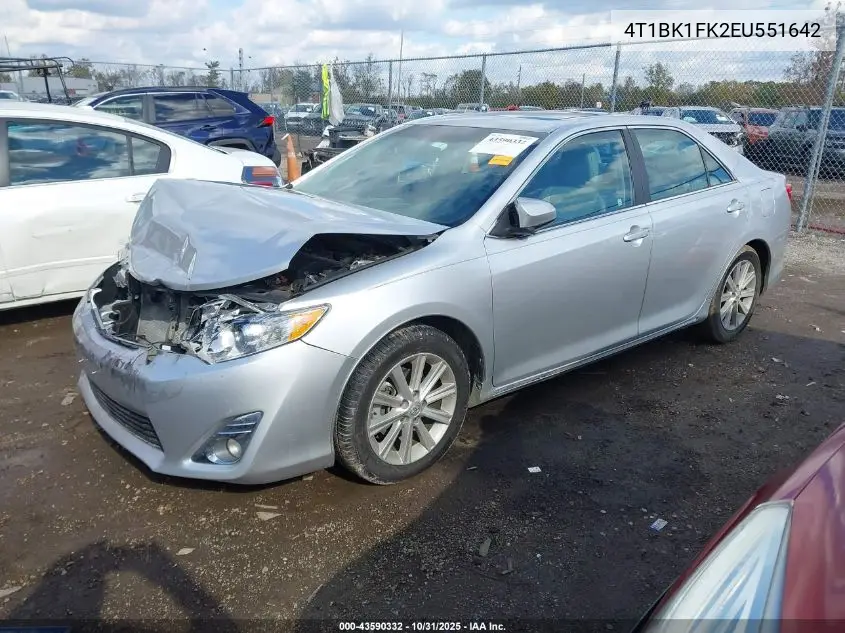 4T1BK1FK2EU551642 2014 Toyota Camry Xle V6