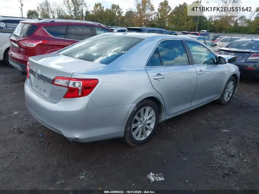 4T1BK1FK2EU551642 2014 Toyota Camry Xle V6