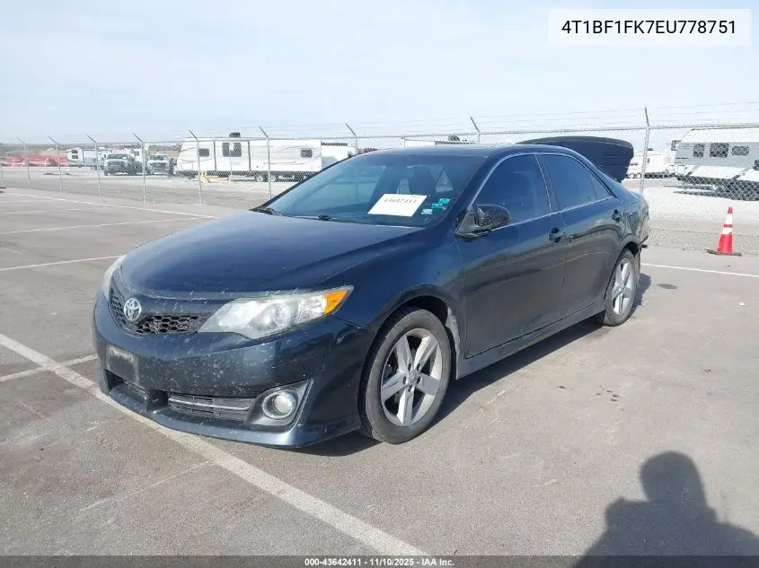 4T1BF1FK7EU778751 2014 Toyota Camry Se