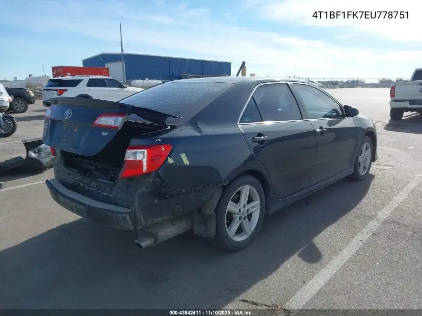 4T1BF1FK7EU778751 2014 Toyota Camry Se