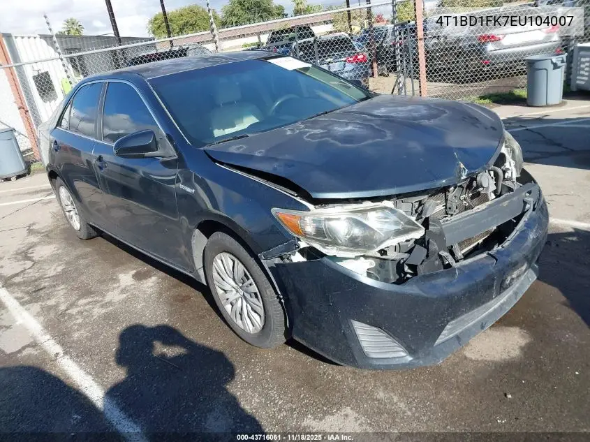 4T1BD1FK7EU104007 2014 Toyota Camry Hybrid Le