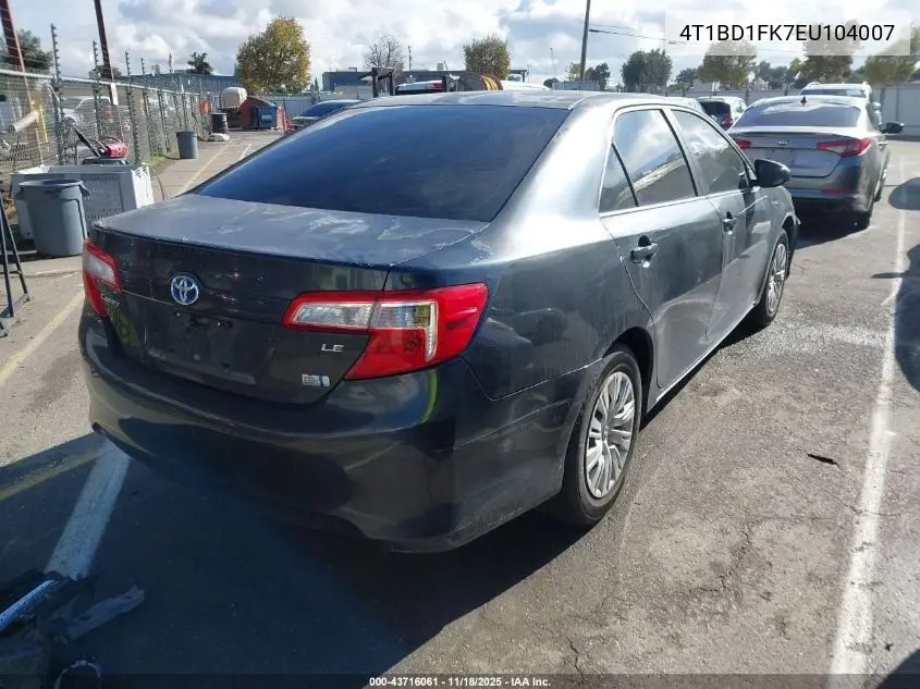 4T1BD1FK7EU104007 2014 Toyota Camry Hybrid Le