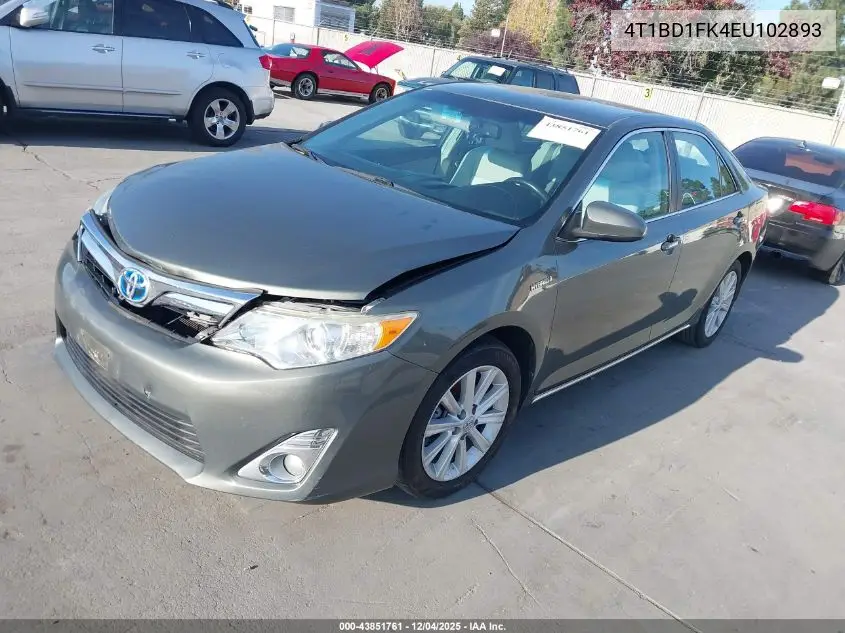 4T1BD1FK4EU102893 2014 Toyota Camry Hybrid Xle