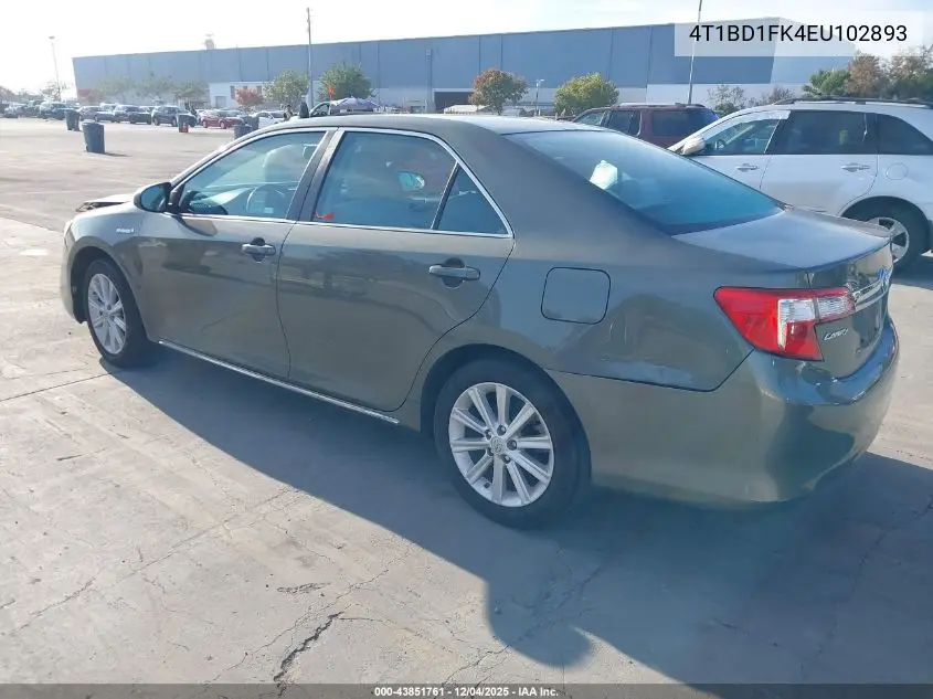 4T1BD1FK4EU102893 2014 Toyota Camry Hybrid Xle