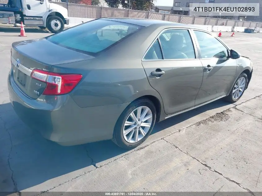 4T1BD1FK4EU102893 2014 Toyota Camry Hybrid Xle