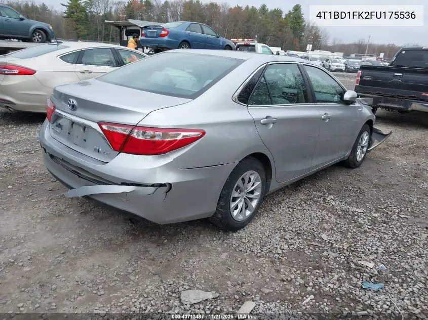 4T1BD1FK2FU175536 2015 Toyota Camry Hybrid Le