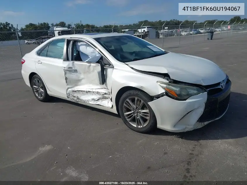 4T1BF1FK6GU194067 2016 Toyota Camry Se