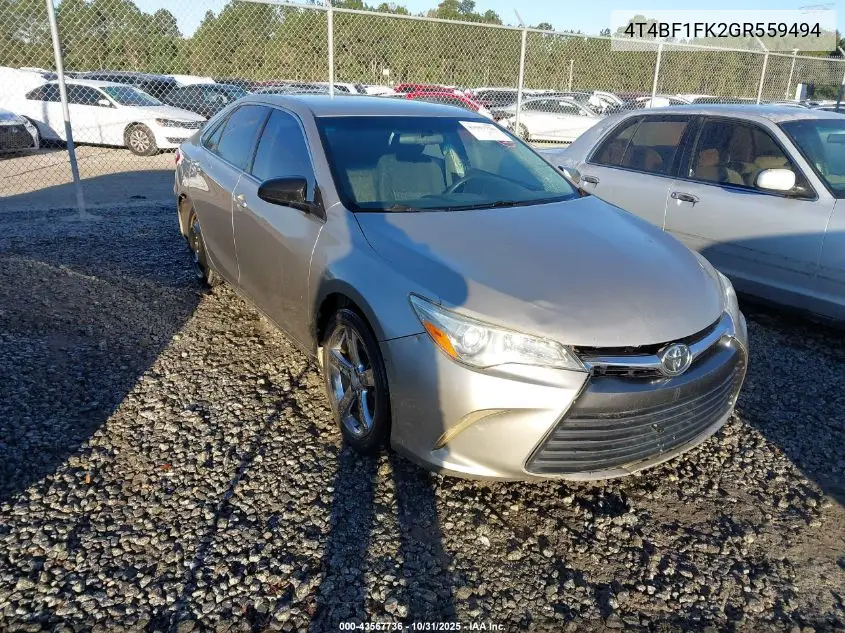 4T4BF1FK2GR559494 2016 Toyota Camry Le