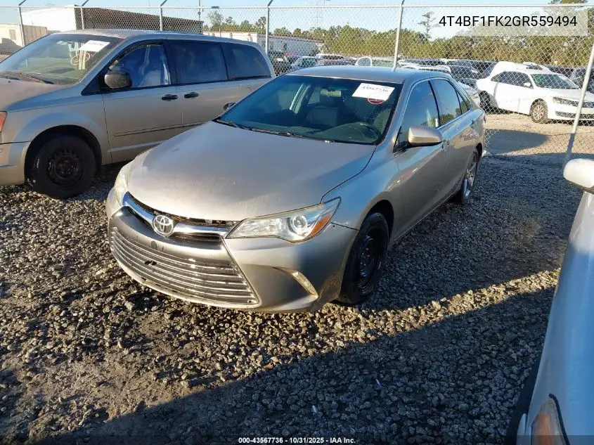 4T4BF1FK2GR559494 2016 Toyota Camry Le