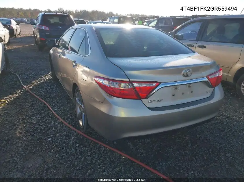 4T4BF1FK2GR559494 2016 Toyota Camry Le